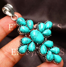 Turquoise Gemstone 925 Sterling Silver Handmade Jewelry Pendant 2.80