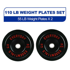 Olympic Bumper 55 Plate Weight Lifting Set 110 Lb Set Steel Hub Black Home Gym picture