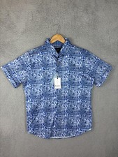 Robert Graham Shirt Mens Large Blue Camden Cove Floral Short Sleeve Button New picture
