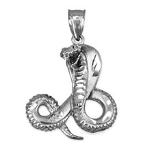 Sterling Silver Cobra Snake Satin DC Pendant picture
