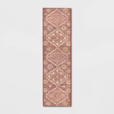 2'x7' Southbury Washable Printed Diamond Persian Style Runner Rug Rust picture