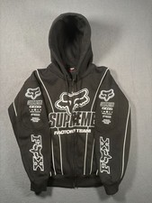 SZ Medium Supreme Fox Racing Zip Up Hooded Black Sweatshirt  0002 picture