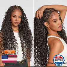 Frodio Braided Wig Veralux Fiber Full Lace Boho Curly Water Wave Synthetic picture