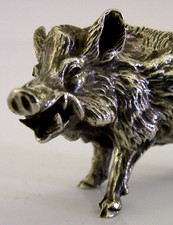 MIRACOLI VERY HEAVY 121g STERLING SILVER BOAR FIGURE c1990 ANIMAL 2.5ins picture
