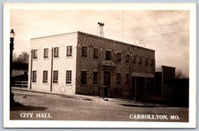 K45/ Carrollton Missouri RPPC Postcard c40s City Hall Building 195 picture