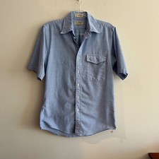 Vintage L.L. Bean Oxford Shirt Blue 15 Short Sleeve Button Down USA Made picture