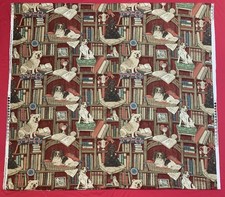 *OOP/VTG/HTF* P Kaufmann Dog Fabric “Best In Show” Dog library 48” Lx WOF (55”) picture