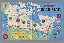 CANADIAN ROAD MAP Vintage Souvenir Linen Tea/Dish Towel picture