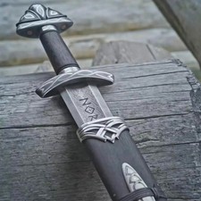 Handmade Damascus Steel Northman Viking Sword W/Scabbard Long Roman Sword picture