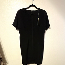 Tahari Women’s Sheath Dress Knee Length Short Sleeve Round Neck Black Size picture