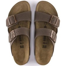 New Birkenstock Arizona Birkibuc Mocha/Stone Footbed Leather Sandals picture