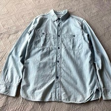 orSlow Chambray Work Shirt Denim Cotton Light Blue Men Size M Made in Japan picture