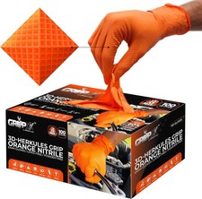 Herkules Grip Heavy Duty 8Mil Orange Nitrile Gloves,3D Raised Diamond picture