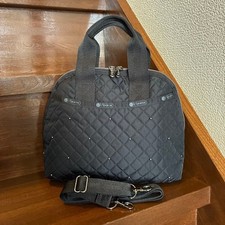 Lesportsac Amelia Valiant 2way Bag Quilted Black Metal Hardware picture