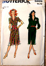 Butterick 6809 Misses Dress Size 12 Bust 34 Waist 26-1/2