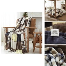 Tache Fall Buttermilk Yellow Brown Plaid Throw Blanket - 63 x 90 Inch Twin 4026 picture