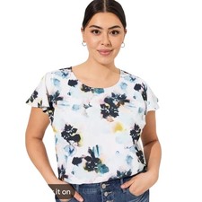 torrid White Floral Watercolor Flutter Sleeve Top 5X new with tag picture