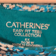 Catherines Women's Plus 3X Blue/Black/White/Beige Abstract Scoop 3/4 Slv Tunic picture