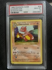 DEFECTIVE 1999 POKEMON BASE SET SHADOWLESS 24 CHARMELEON PSA 10 G3D picture