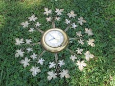 Vintage 1960s Mid Century UNITED Model 20 Brass Ivy STARBURST Wall Clock WORKS  picture