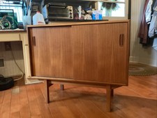 Circa 1960s Danish MCM Teak Jr Credenza / Sideboard Storage Cabinet picture