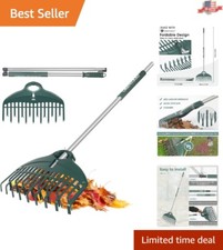 Ergonomic 17-Inch Garden Leaf Rake with Double Row Tine for Effortless Cleanup picture
