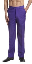 CONCITOR Men's Dress Pants Trousers Flat Front Slacks Solid PURPLE INDIGO Color picture