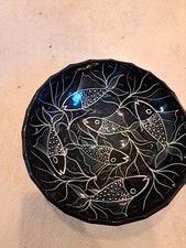  Vintage c. 1930s Mexican Pottery Hand Painted Bowl Cabo San Lucas 11.5”legs picture