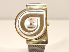 VINTAGE ASYMMETRICAL  SWISS LUXURY GOLD PLATED LADIES QUARTZ WATCH 