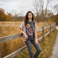 Handcrafted Upcycled Smashing Pumpkins Kantha Tunic NWT One Size picture