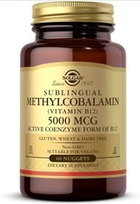 Sublingual Methylcobalamin (Vitamin B12) by Solgar, 60 nuggets 5000 mcg Exp2028+ picture
