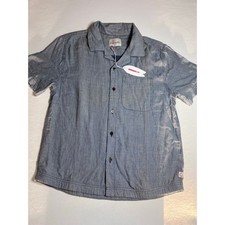 Imperfects Cliffs Camp Collar Shirt Mens M Indigo 100% Cotton Short Sleeve picture
