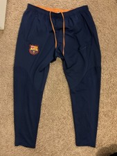 Nike FC Barcelona Strike Training Pants XL Navy Blue Orange Soccer Joggers picture