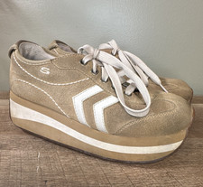 Vintage Y2K SKECHERS Somethin' Else Women’s Leather Sneakers Beige SN 35303 picture