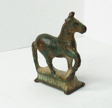 ANCIENT GENUINE GREEK ROMAN HORSE STATUE BRONZE FIGURE WITH GREEN PATINA picture