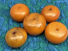 5 Lg Antique “African Amber” Phenolic Resin/Bakelite Beads, Butterscotch 125 gr picture