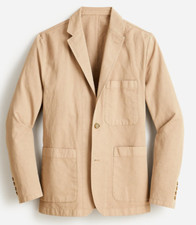 NWT $178 J Crew Garment Dyed Cotton-Linen Chino Suit Jacket in Khaki Tan 36 picture
