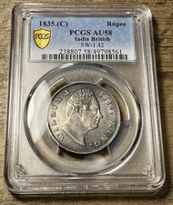 British India - 1835 Rupee PCGS AU 58 Rupee Calcultta; William IV; STRONG STRIKE picture