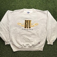 Vintage Russell Athletic Byu Cougars Sweatshirt Mens Size XL Gray picture