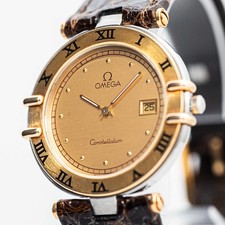 **No Tariffs** OMEGA Constellation Cal.1379 Qz Roman Gold Genuine Belt 33mm Mens picture