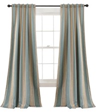 Lush Decor Julia Stripe Room Darkening Curtain Panel Pair Blue 52x84 Set NWT picture