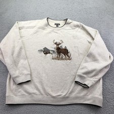 Vintage Croft & Barrow Sweatshirt Mens XL Beige Fleece Crewneck Deer Hunting picture