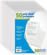 50 Sheet Page Protectors Office Clear Plastic Document Paper Binder Sleeves US picture