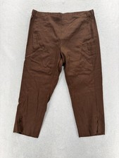 J. Jill Linen Stretch Cropped Pants Womens M Petite Brown Pull On Slit Hem NWT picture