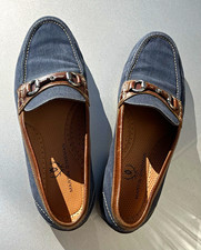 Martin Dingman Men’s Denim Horsebit Slip-On Loafers Blue/Brown US 12 M picture