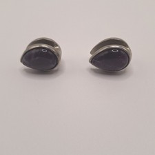 Vintage amethyst cuff links ear weights sculptural organic Mid Century Modernist picture