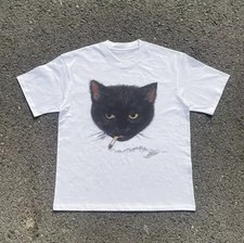 Y2k Smocking Cat T-Shirt, Unisex Vintage Graphic Tees Gothic Grunge Y2k Emo Scen picture