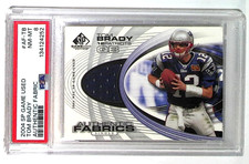 2004 SP Game Used Tom Brady #AF-TB Authentic Fabrics GU Patch PSA 8 picture