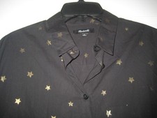 NEW Madewell black gold star ex-boyfriend oversize button up shirt size medium picture