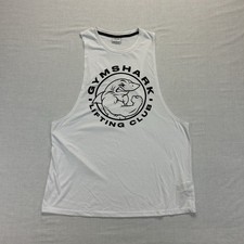 Gymshark Lifting Club Stringer Tank Top Men's Large White Graphic Print Muscle picture